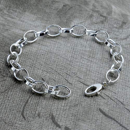 Chunky Charm Bracelet In Sterling Silver, Lobster Clasp #TOP2