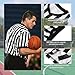 4Pcs Referee Shirt Men Ref Jersey V-Neck Black and White Stripe Uniform Kit For Basketball Football Soccer Halloween Costume Yellow And Red Penalty Flag and Stainless Steel Whistle M