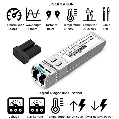 Image of 10GBASE-LR SFP+ Optical Transceiver Module Compatible with Ubiquiti Unifi UF-SM-10G 10G SFP+ LR 1310nm 10km DDM Duplex LC SMF 4 Pack