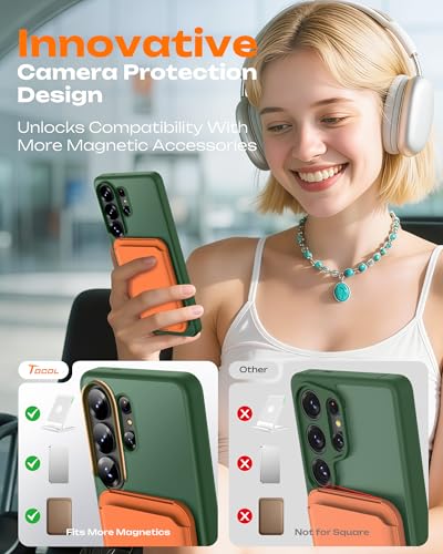 Image of TOCOL for Samsung Galaxy S26 Ultra Case, Compatible with Magsafe, Built-in Magnets, Drop Protection, Slim Translucent Matte for S26 Ultra Phone Case 6.9 inch (Alpine Green)