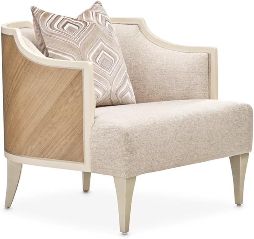 MICHAEL AMINI Camden Court Accent Chair - Natural Flax/Pearl