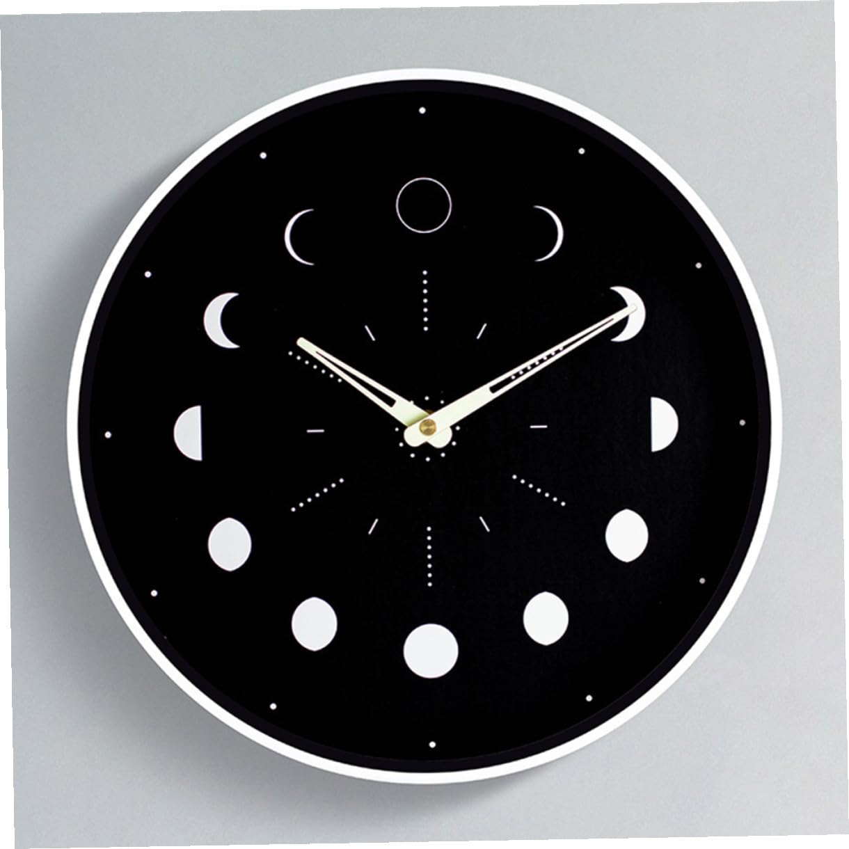Gadpiparty Leuchtende Wanduhr mit Mondphasenanzeige Geräuschlos und Batteriebetrieben 30cm Rund für Wohnzimmer und Gästezimmer