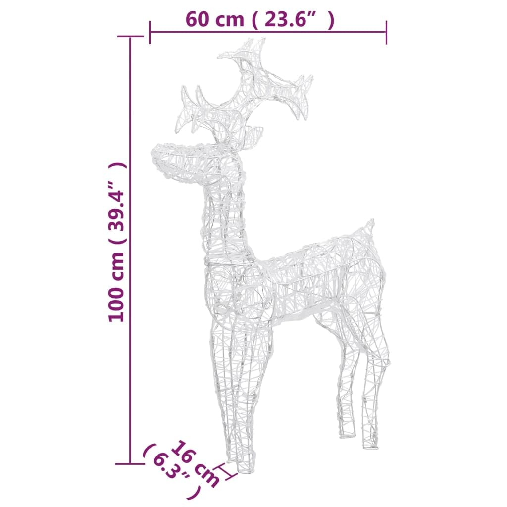 3er Set Rentier Weihnachtsdekoration Acryl, LED Weihnachtsbeleuchtung für Garten & Innenbereich, 39,4 Zoll Leuchtfiguren, Kaltweißes Licht mit 8 Leuchtmodi
