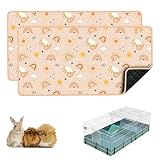 cimiycob Guinea Pig Bedding, 49x24in 2 Pack Washable Guinea Pig Cage Liners, Waterproof Reusable & Anti Slip, Super Absorbent Guinea Pig Pee Pad for Midwest Cage, Small Animal, Rabbit, Bunny, Beige