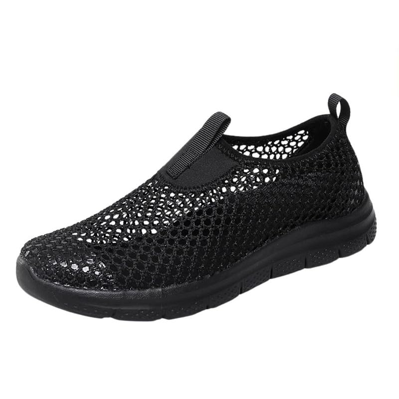chuongkaiye Women's Mesh Slip-On Shoes Lightweight Woven Soft Sole Footwear for Middle-Aged-picture-23