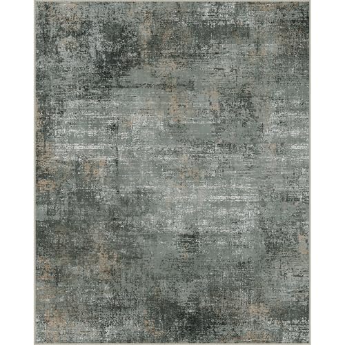 Area Rugs 8x10 Machine Washable Rug for Bedroom Living Room Dining Room, Large Modern Abstract Soft Rugs, Indoor Low Pile Carpet with Non Slip Rubber Backing, Abstract Deep Gray