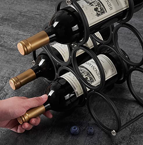 Black Modern Wire Rustic Counter Wine Rack Countertop Table,Metal Wine Rack Inserts For Cabinet Rustic 6 Bottles Wine Storage Holder #TOP1