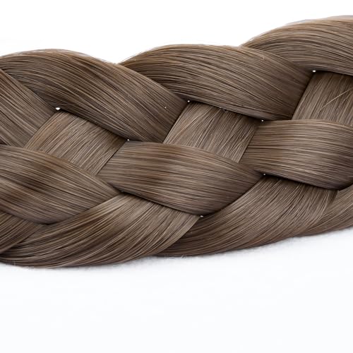BOBIYA 5 Strand Synthetic Hair Braided Headband Classic Chunky Wide Plaited Braids Elastic Stretch Hairpiece for Women Girl (Chestnut) - Image 4