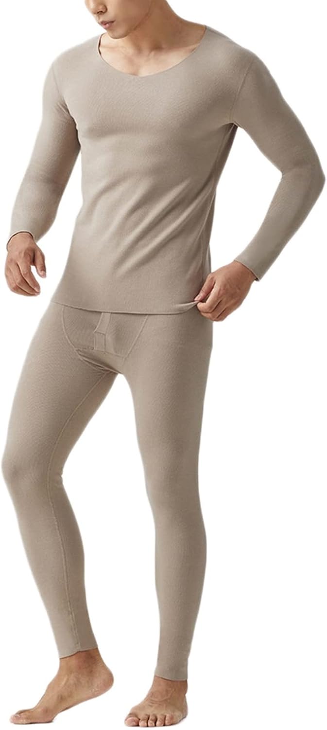Thermal Cloth Men, Polyester Thermal Clothing, Khaki Soft Thermal Underwear Multiple Sizes