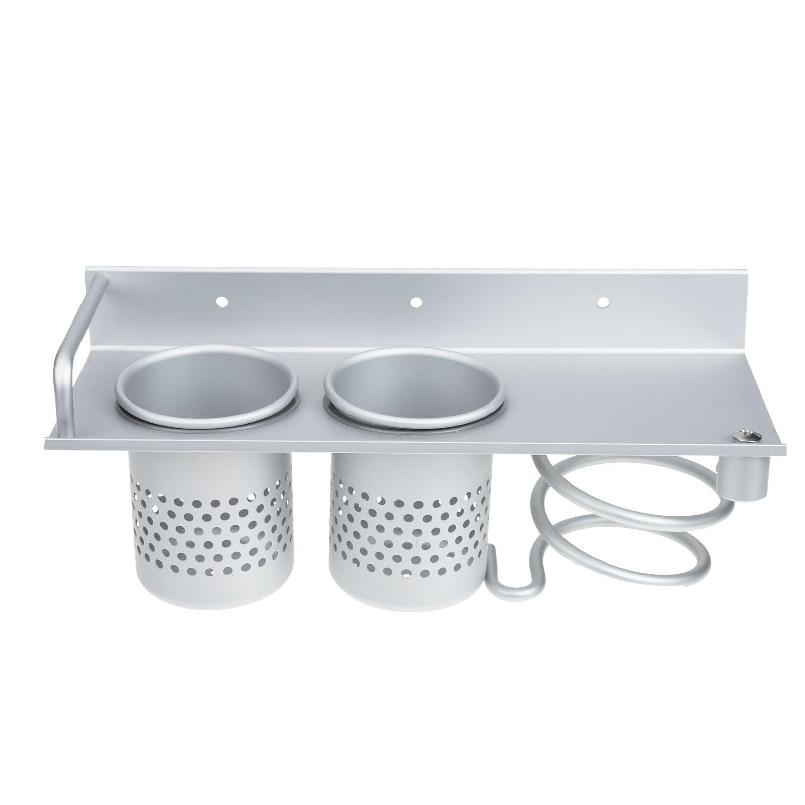 Haartrockner Organizer Wandregal aus Raum Aluminium mit Praktischer Bohrfreier Montage für Badezimmer und Schlafzimmer in Silber