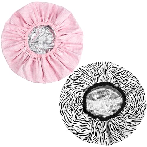 2 Pcs Double Layer Deep Conditioning Cap, Heat Cap Shower Cap Steam Cap Processing Caps for Natural Hair Deep Conditioning