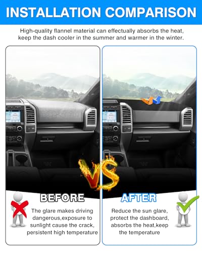 Image of Autorder Dashboard Cover Mat for 2018-2021 Ford Expedition Accessories Dash Cover Flannel Dash Mat Sunshade Glare UV Rays Protector