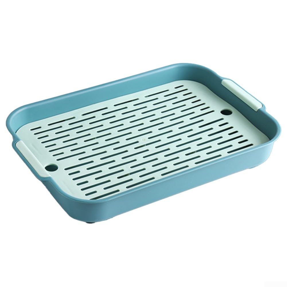 ABS Plastic Pet Litter Box with Heightened Grid and Detachable Design for Easy Cleaning, Suitable for Rabbits, Guinea Pigs, Ferrets, Chinchillas, Large Capacity Toilet Tray(B)