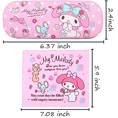 Image of ADBGV Cute Stylish Hard Shell Eyeglasses Cases Protective Case Storage Box With Glasses Cloth Eyeglass Strap for Girl Teen