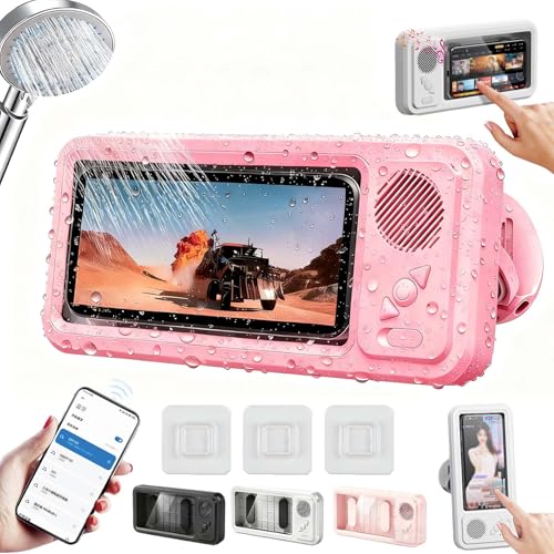 Support de téléphone Aqua Play avec haut-parleur Bluetooth étanche rose - 2