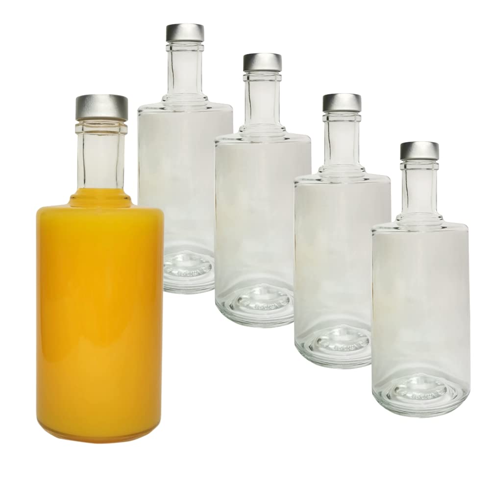 DIAH DO IT AT HOME 10x 700ml NONO Clear Glass Empty Bottles with Silver Screw Caps - Premium Liquor Bottles for Home Brewing, Spirits, Whisky, Gin, Vodka, Rum & Liqueurs