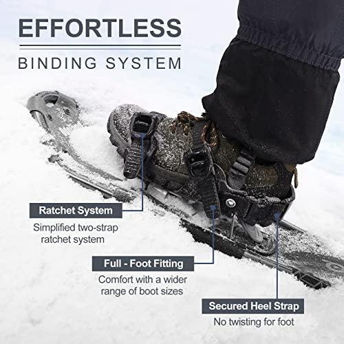 image for Odoland 4-in-1 Snowshoes Snow Shoes for Men and Women with Trekking Po