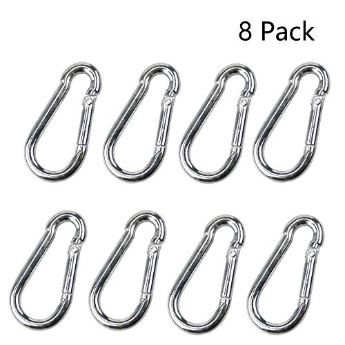 EasyBravo 8 Pack 2.25" Spring Snaps Hook Stainless Steel Clip Keychain