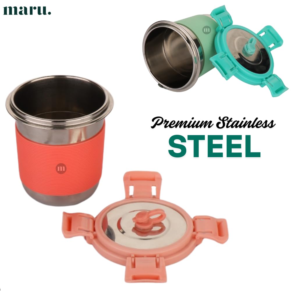 MARU Stainless Steel Tumbler with Lid & Straw 300ml, Durable & Leakproof Anti-Slip Silicone Grip Sipper Glass Tumbler for Kids, Travel-Friendly & Perfect for Everyday Use, Sea Green - Image 4 thumbnail