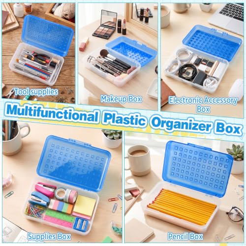 Image of Blulu 12 Pack Plastic Pencil Boxes Bulk Large Pencil Case,Dark Blue | 8.5 x 5.5 x 2.4in, with Snap Lid, Large Capacity Pencils Holder for Organize and Carry, Watercolor Pens Stationery for Office