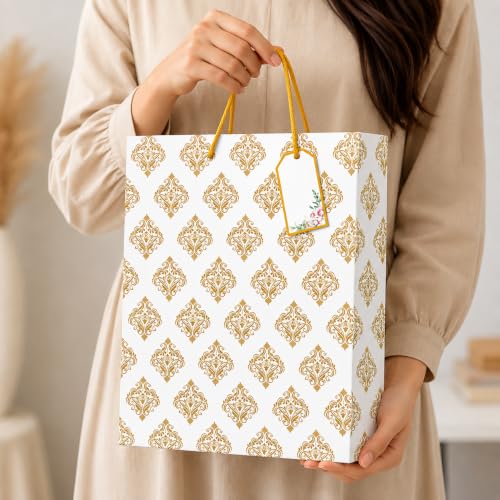Image of Gift Bags Medium Size - Paper Bags for Gifting - Pack of 10 - Return Gift Bags - Carry Bags - 9 L x 12 H x 3.5 W Inch