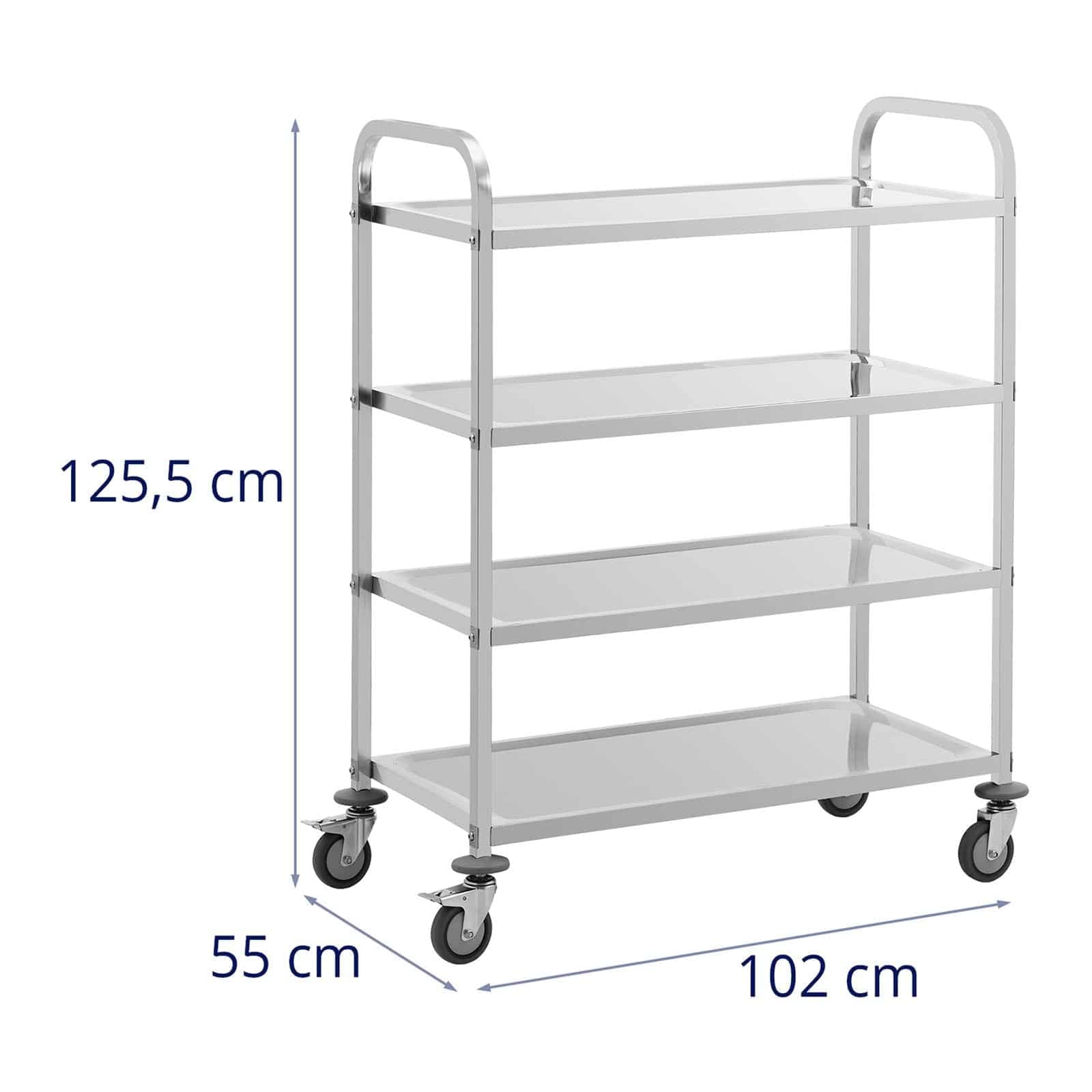 Royal Catering RCSW-112 - Carrito para servir (4 bordes, 89 x 49,5 x 3 cm, 108 kg, acero inoxidable)