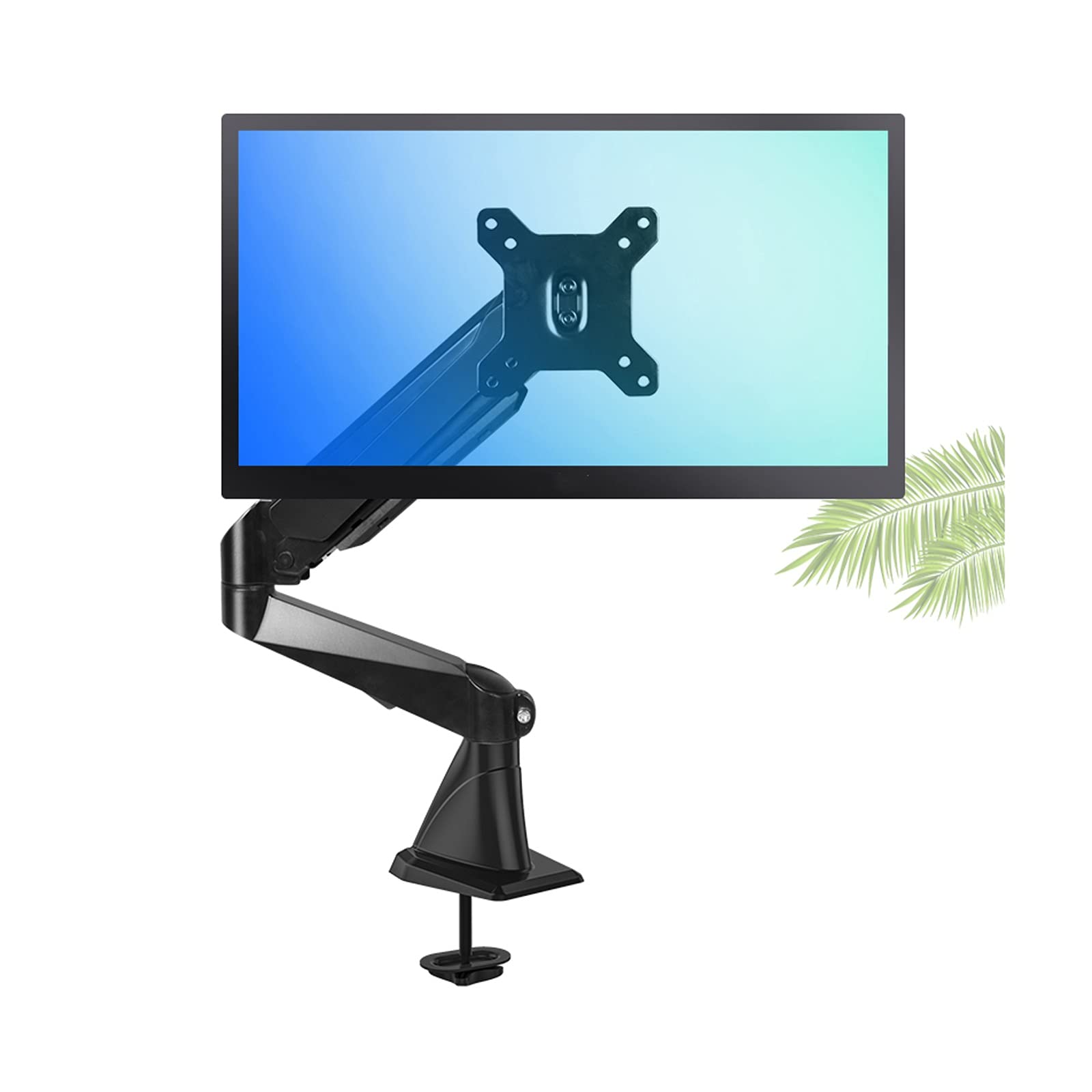 SaryEdge Monitor Desk Mount Single Monitor Desk Mount Long Arm Monitor Stand Mount With Gas Spring Wall-mounted Height Adjustable VESA Bracket for 15"-27" Scre,Black-B