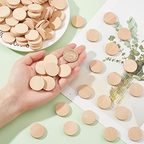 OLYCRAFT 100 x Unfinished Round Wooden Circles 0.98 Inches Natural White Discs for Painting Wedding, Home Decoration - Image 3