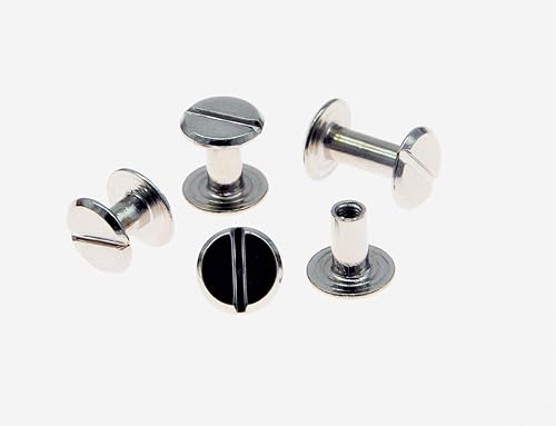 Miniatura 3 de 75 juegos de tornillos de metal Chicago, tornillos de piel, botón de remache de clavo, tornillo sólido para cinturón (plateado 1/4 5/16 3/8 pulgadas)