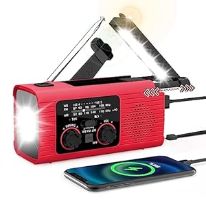 Emergency Weather Radio, 4000mAh NOAA Weather Alert Radio Solar Charging, Hand Crank & USB Charged, AM/FM with LED Flashlight, Reading Lamp, SOS Alarm, Headphone Jack for Outdoor Indoor