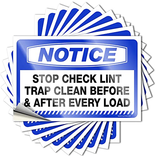 Toolbox Stickers and Decals Notice Stop Check Lint Trap Clean Before & After Every Load Stickers 10 Pcs Car Stickers for Men Bar Accessories Man Cave(12X18CM)