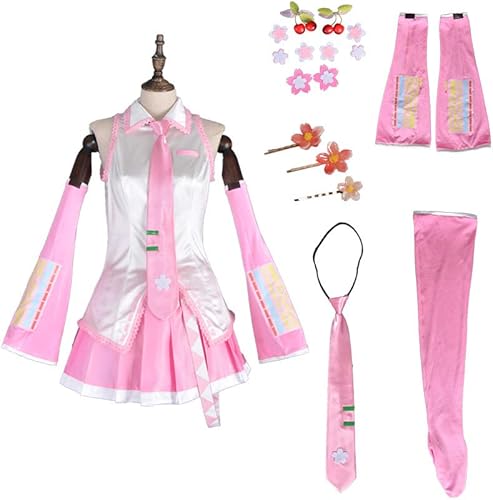 Miniatura 6 de Haikyuu - Vestido de cosplay rosa para mujer con calcetines, horquillas para el cabello, disfraz de Halloween, anime con