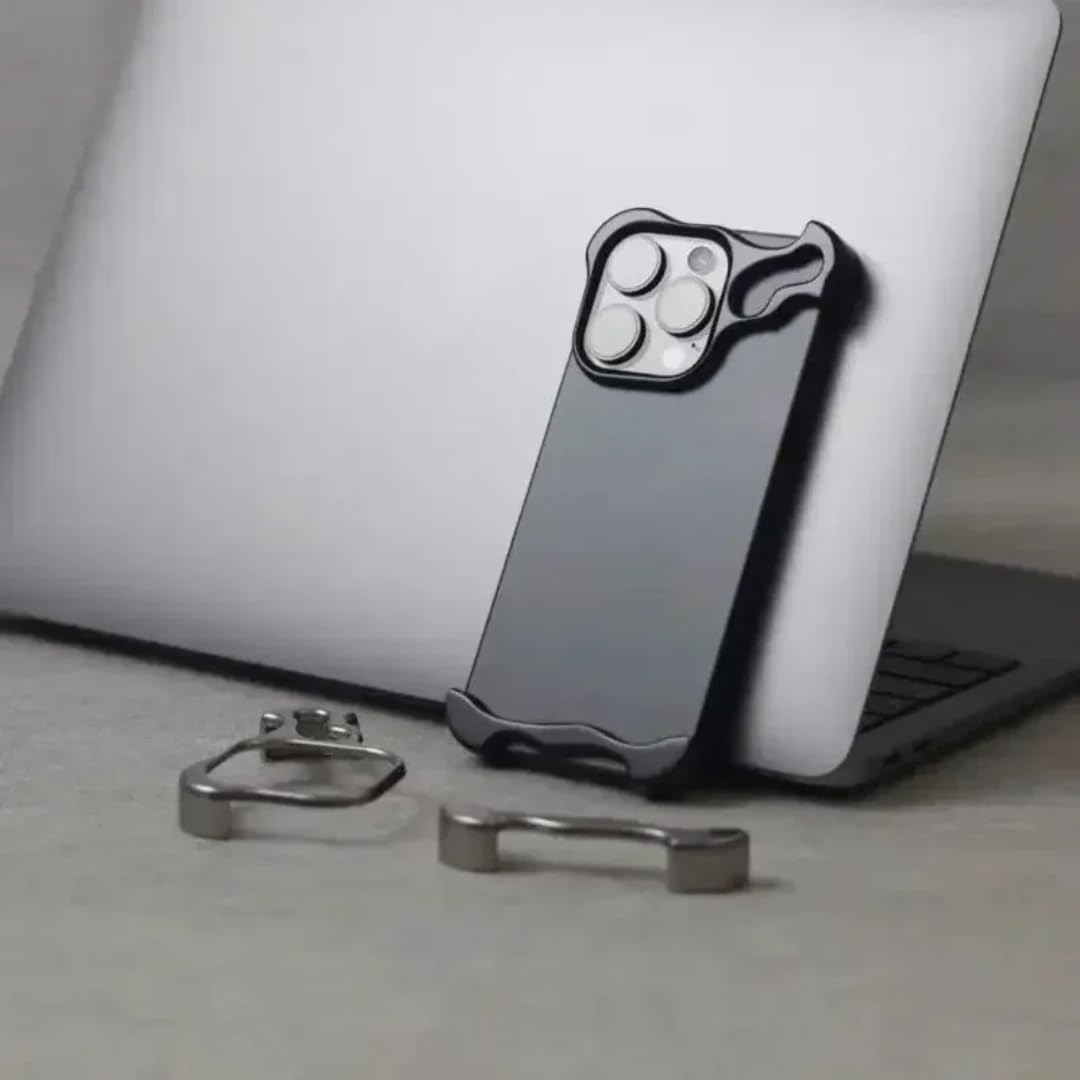 Unregelmäßige Metall-Bumper-Handyhülle für iPhone 17 16 15 14 13 12 Pro Max Plus mit Linsenschutzfolie, stoßfeste Aluminiumhülle (für iPhone 15 Plus/Lila)