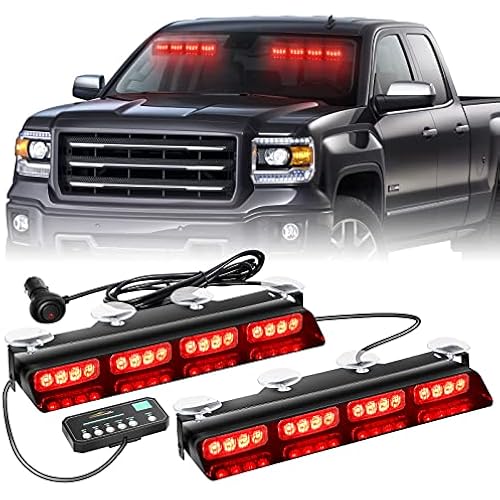 XRIDONSEN Emergency Dash Strobe Lights Front/Rear Windshield Lights