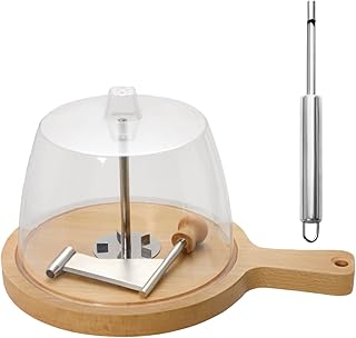 Wooden Cheese Curler Wheel,2-in-1 Cheese Curler Flower Maker Wheel Slicer,Truffle Shaver - Multipurpose Tool for Gourmet Rosettes,Chocolate and Hard Ingredients (Removable-Pin Model with Lid F)
