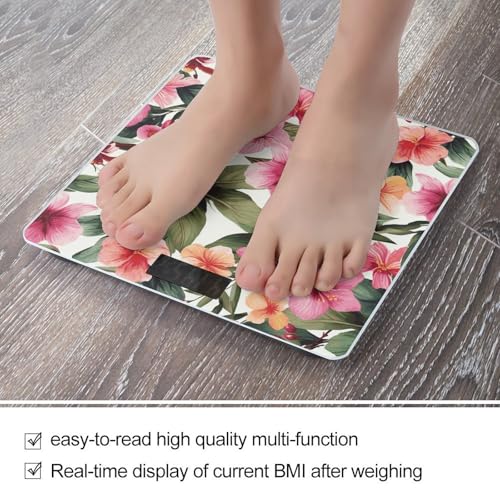 Báscula digital con diseño flor hawaiana y vidrio templado miniatura 5
