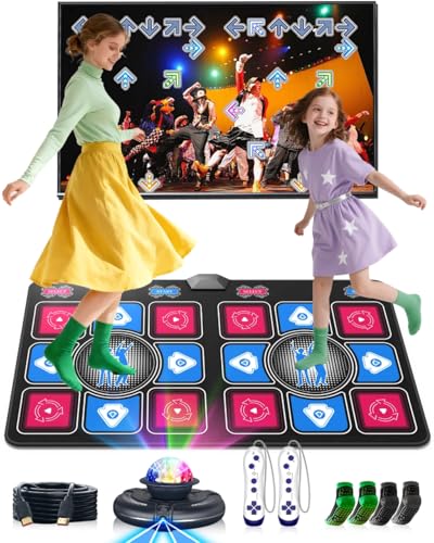 MIAROZ Dance Mat for Kids and Adults: 2-Player Electronic Dance Pad with HDMI for TV - Wireless Musical Exercise Game - Great for Party Fun & Birthday Gifts for Girls & Boys Ages 6+