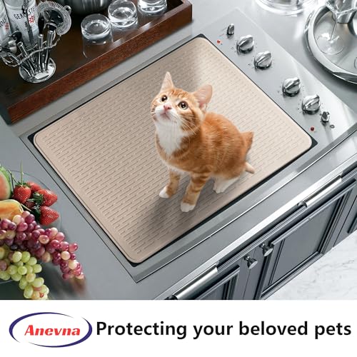 Image of Stove Top Cover for Electric Stove- Range Covers for Electric Stove,Silicone XXL Dish Drying Mat, Glass Cooktop Covers, Flat RV Range top Mats (Taupe Thickened, 30 inchx21 inch)