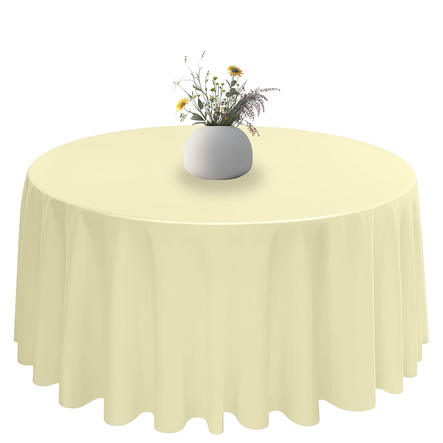 Elegant Event Essentials - 54" Polyester Round Table Plain Cloth/Cover – For Home Décor, Wedding, Parties, Dining Table, Cafe Restaurant & Banquet - Wrinkle-Free - Washable - Ivory