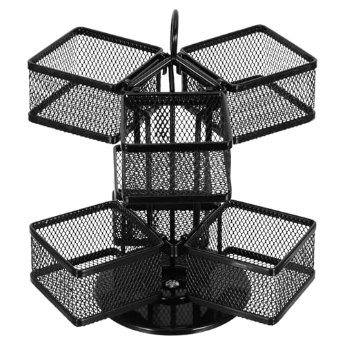 NUOBESTY 360-Degree Rotating Tea Bag Holder - Removable Metal Baskets for Organising Tea Bags, Sugar, and Creamer