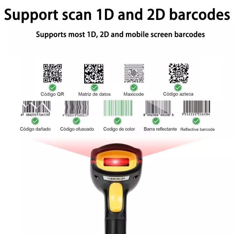 Wireless 2.4GHz 2D & 1D Barcode Scanner (QR Code & Barcode) Wired & Wireless(Rechargeable) Connectivity | Induction Scanning with Built-in Illumination Light |Strong ABS(1-Year Warranty) 2