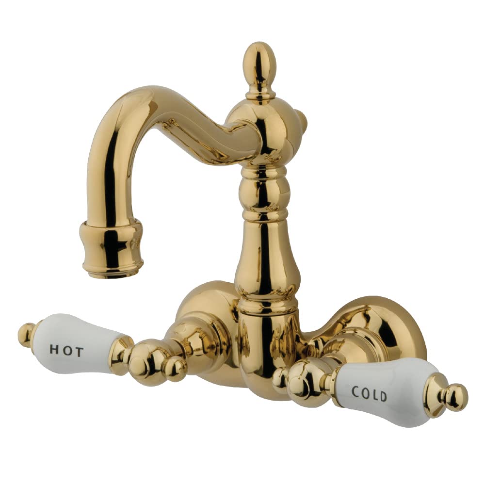 Kingston Brass CC1073T2 Vintage 3-3/8-Inch Wall Mount Tub Faucet, Polished Brass