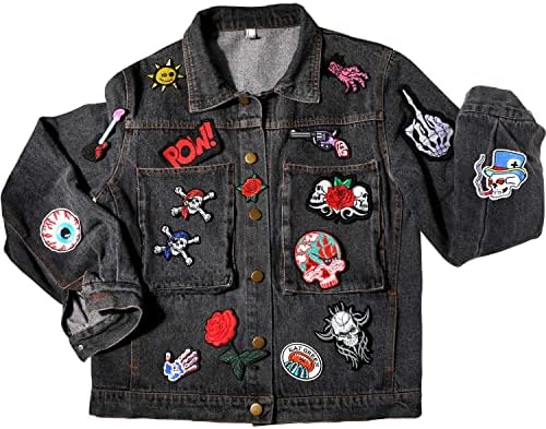WILLBOND 30 Pieces Rock Punk Band Patch or Alien Patches Punk Iron-on Patches Assorted Punk Embroidered Iron-on Patches Skull Eye Ball Pattern for Halloween Jackets Hat Clothing Bags