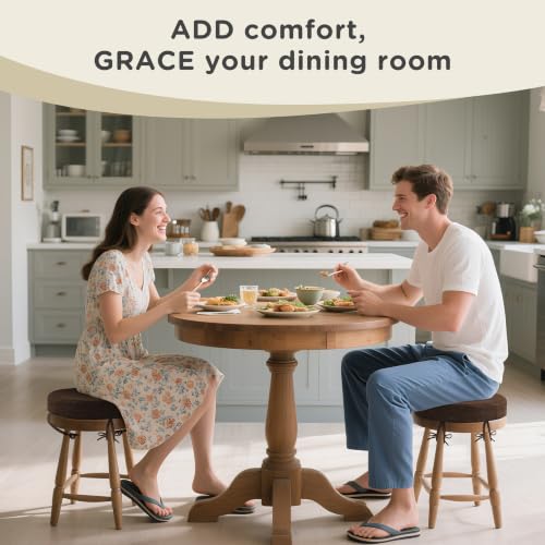 Image of AddGrace Round Bar Stool Cushions with Ties Set of 2 Non Slip Seat Cushions 12x12 Inch Washable Chair Pads Removable Washable Cover Coffee