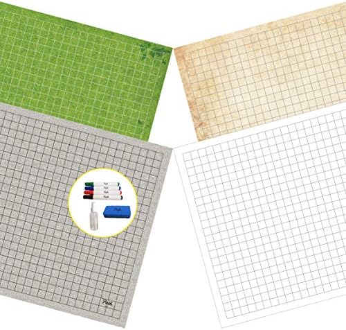 Path Gaming Double Sided Battle Grid Game Mat 36 X 24 Inches - 4 Terrains with 4 Markers+1Eraser+1Spray Bottle. Great for Tabletop RPG Games Like Dungeons and Dragons - DND Game Mat