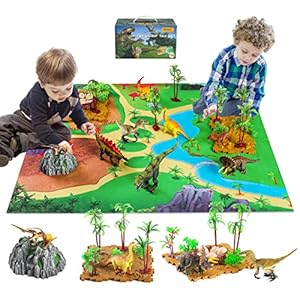 GIUHAT Dinosaurios Juguetes, Alfombra de Juego Juguetes Niños 3 2 4 5 6 Años Regalos Cumpleaños Niños Figura de Dinosaurio 3-6 años