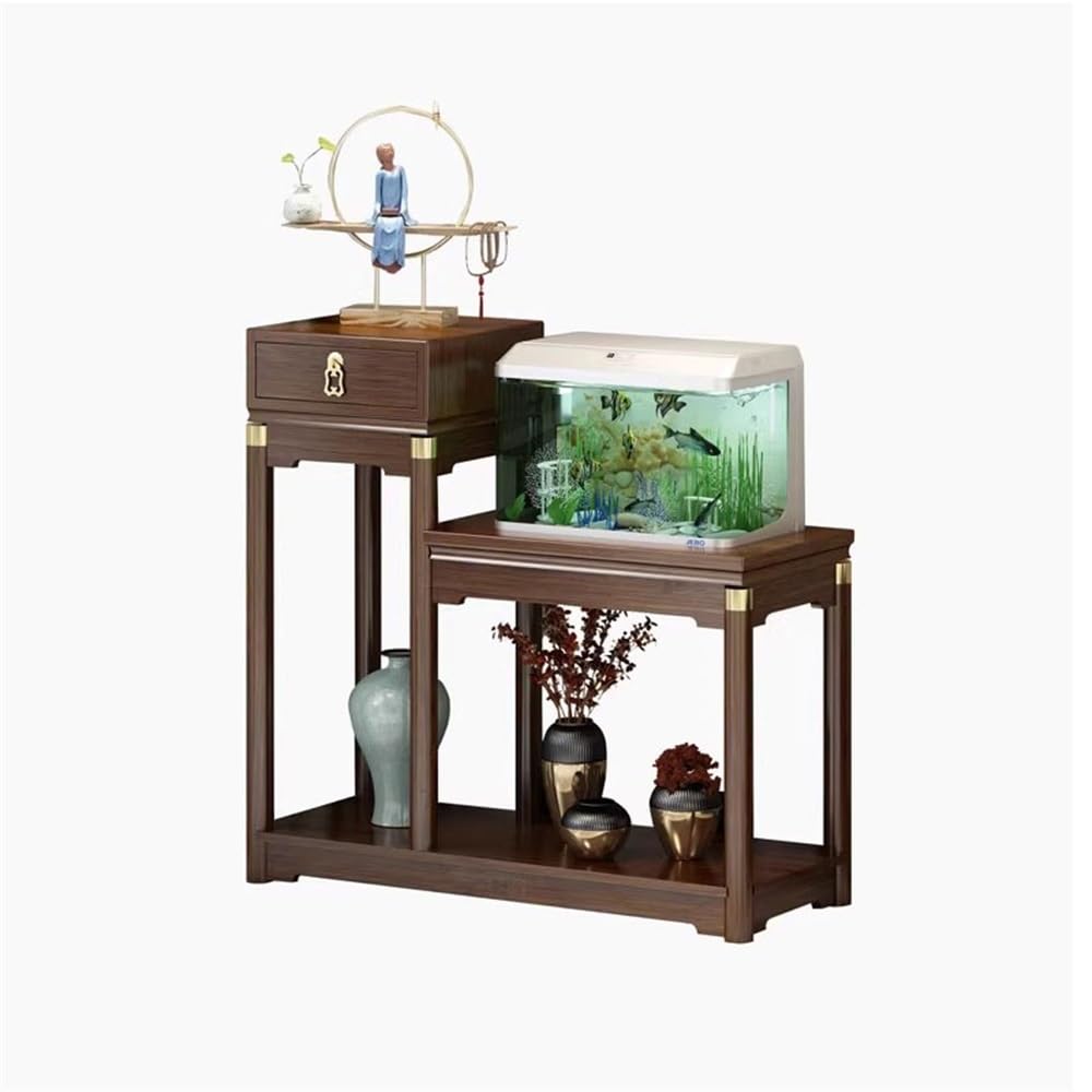 ZENY896V Home Household Light Luxury Combinatorial Bonsai Rack, Bamboo Chinese with Drawer Flower Table Stand Decor(Large)