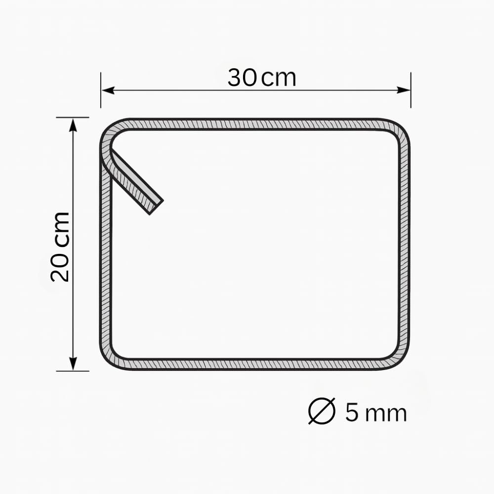FORTUNATO Kit Staffe di Rinforzo in Ferro Sagomato, Antisismiche, 20x30 cm, Ø 8 mm, Curvatura 135°, per Strutture Cemento Durevoli (Pezzi : 50)