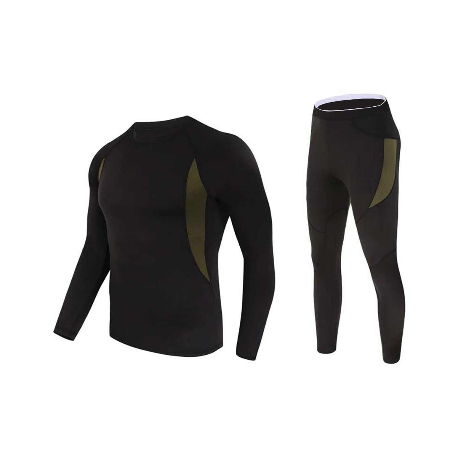 Set di biancheria intima termica in pile da uomo, funzione di assorbimento del sudore di asciugatura rapida invernale Top e leggings sportivi da uomo, per tuta di compressione dello strato base della
