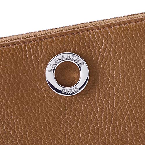 Compagnon Lamarthe Tour zippé en cuir de vachette grainé cognac